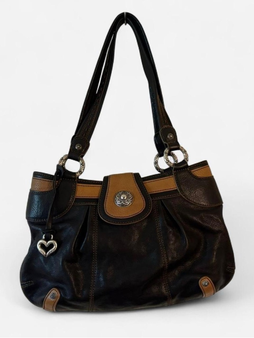 Brighton Y2K Boho Two-Tone Leather Shoulder Bag